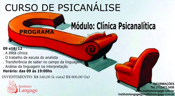 Matrícula em 3x do Curso de Psicanálise (Módulo Clínica Psicanalítica) (São Paulo - Dezembro/17)