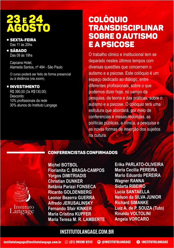 Evento Colóquio Transdisciplinar sobre o Autismo e a Psicose (São Paulo - Agosto/2019) (um dia)