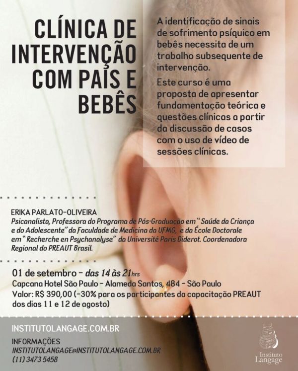 Matrícula em 3 x do Curso: Intervenção com pais e bebês (São Paulo - Setembro/2017)