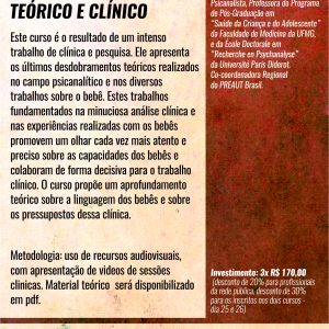 Matrícula em 3x e com desconto para profissionais da rede do Curso Clínica Psicanalítica com bebês e seus pais: aprofundamento teórico e clínico (São Paulo - 26/Agosto/2018)