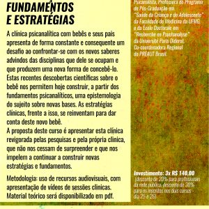 ESPECIAL Matrícula em 3 x dos Cursos: Intervenção clínica com bebês e seus pais e Clínica Psicanalítica com bebês e seus pais (São Paulo - Agosto/2018)