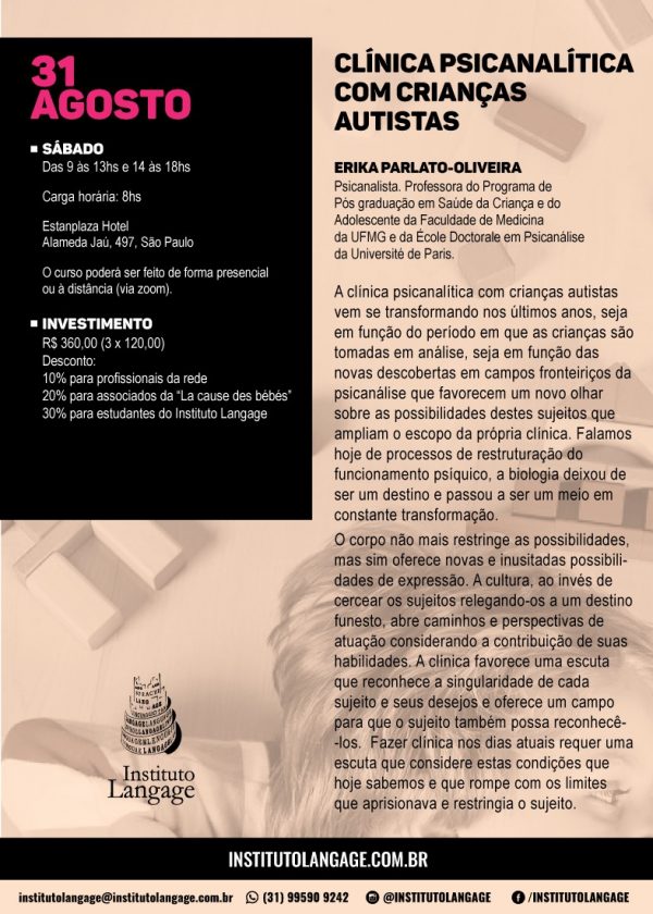 Curso Clínica Psicanalítica com Crianças Autistas (São Paulo - Agosto/2019)