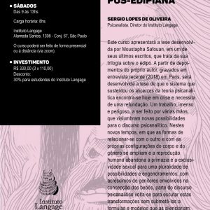 Curso Por uma Psicanálise Pós-Edipiana (São Paulo - Agosto/2019)
