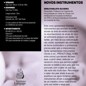 Curso Sinais de Risco de Sofrimento Psíquico em Bebês: novos instrumentos (São Paulo – Agosto/2019)