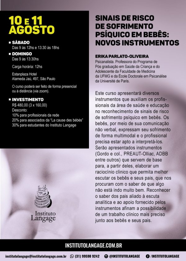 Curso Sinais de Risco de Sofrimento Psíquico em Bebês: novos instrumentos (São Paulo – Agosto/2019)