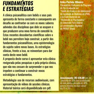 Matrícula em 3 x do Curso: Intervenção clínica com bebês e seus pais: introdução aos fundamentos e estratégias (São Paulo - 25/Agosto/2018)