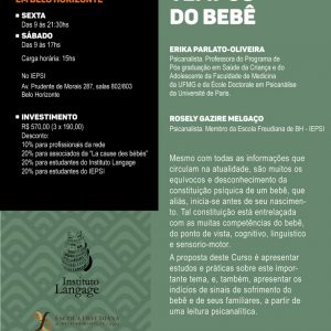 Curso Primeiros Tempos do Bebê (Belo Horizonte - Agosto/2019)