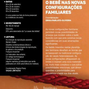 Grupo de Estudo de Psicanálise de Bebês - mensalidade (Setembro a Dezembro/2019)