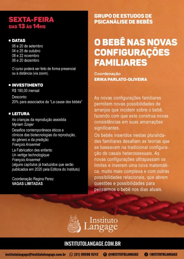 Grupo de Estudo de Psicanálise de Bebês - mensalidade (Setembro a Dezembro/2019)