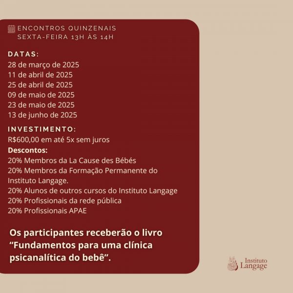 Grupo de Estudo (28) Fundamentos para uma Clínica Psicanalítica do Bebê - Image 2