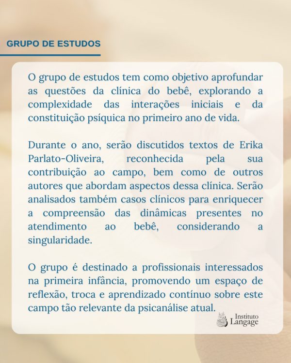 Grupo de Estudo (29) A Clínica do Bebê com Erika Parlato-Oliveira - Image 2